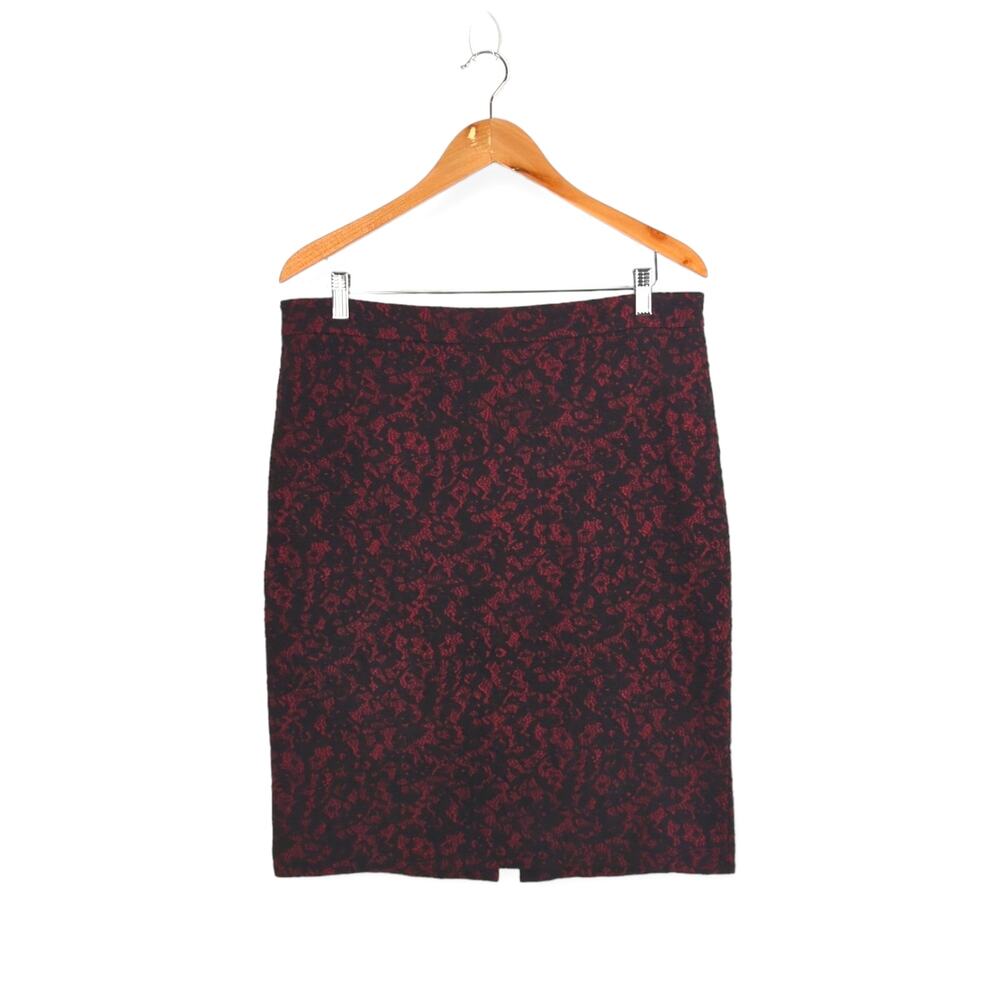 MICHAEL Michael Kors Red and Black Textured‎ Lace Print Mini Skirt Size Large